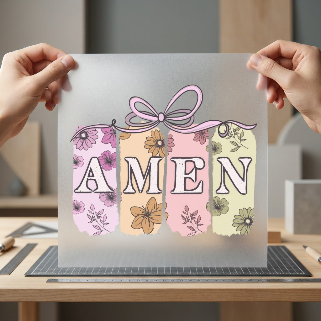 Amen Floral Boho Diy Christian Faith Ready to Press DTF Transfer for Dtf