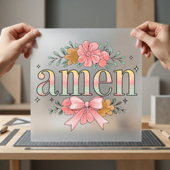 Amen Floral Plaid Faith-based Christian Faith Ready to Press DTF Transfer for Dtf