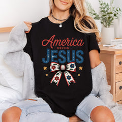 America Needs Jesus Floral 4th Of July Christian Ready to Press DTF Transfer for Dtf
