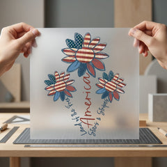 America Stars Stripes Sunflower 4th Of July Patriotic Ready to Press DTF Transfer for Dtf