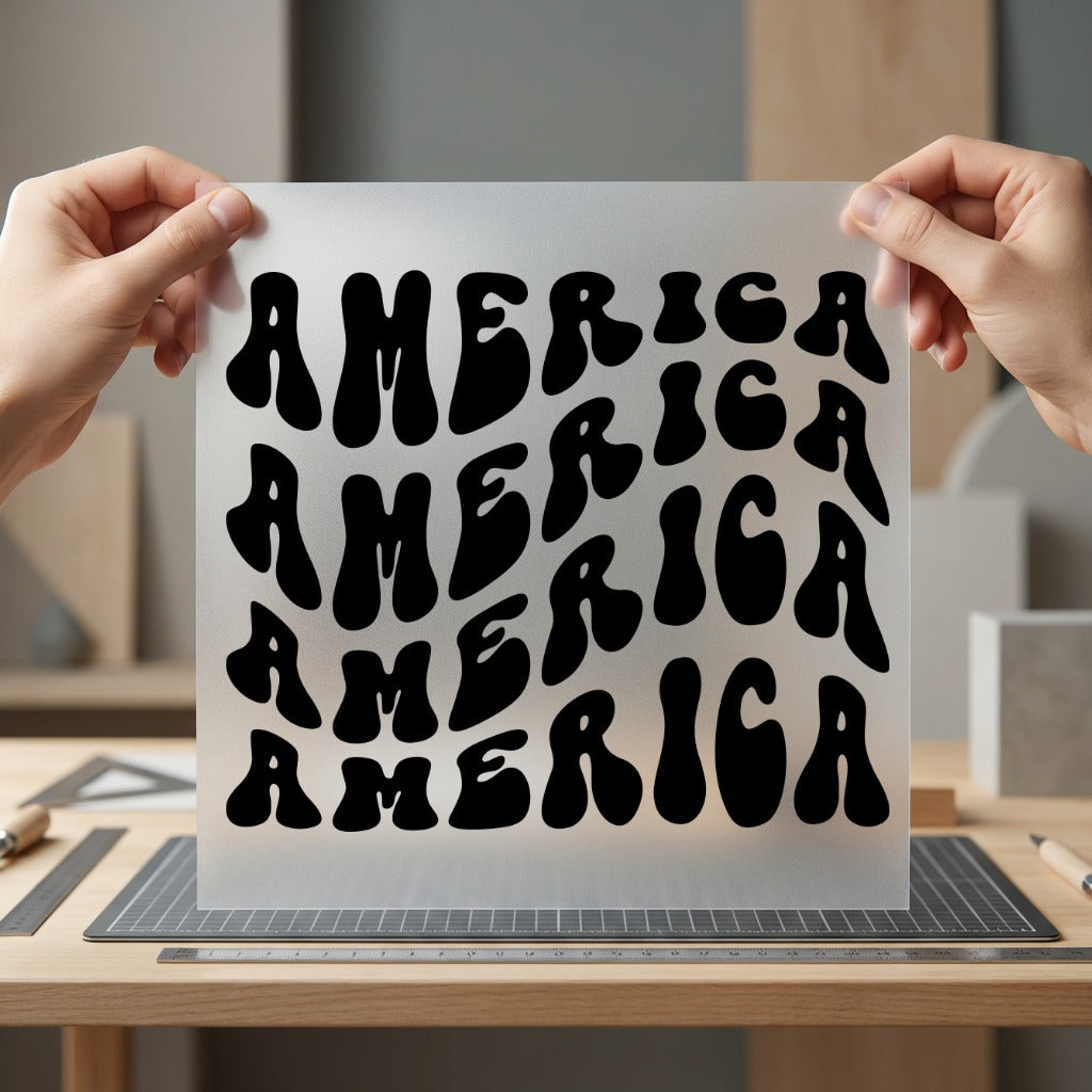America Wavy Text Retro 4th Of July Patriotic Ready to Press DTF Transfer for Dtf