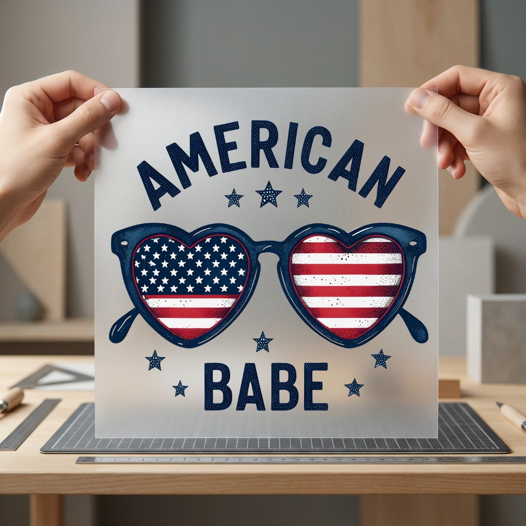 American Babe Heart Sunglasses 4th Of July Patriotic Ready to Press DTF Transfer for Dtf