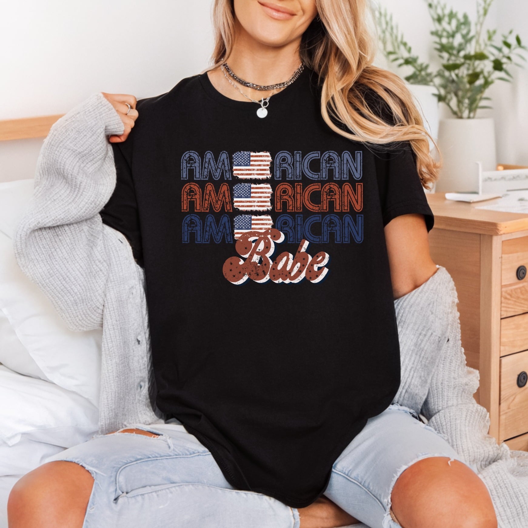 American Babe Patriotic Diy 4th Of July Patriotic Ready to Press DTF Transfer for Dtf