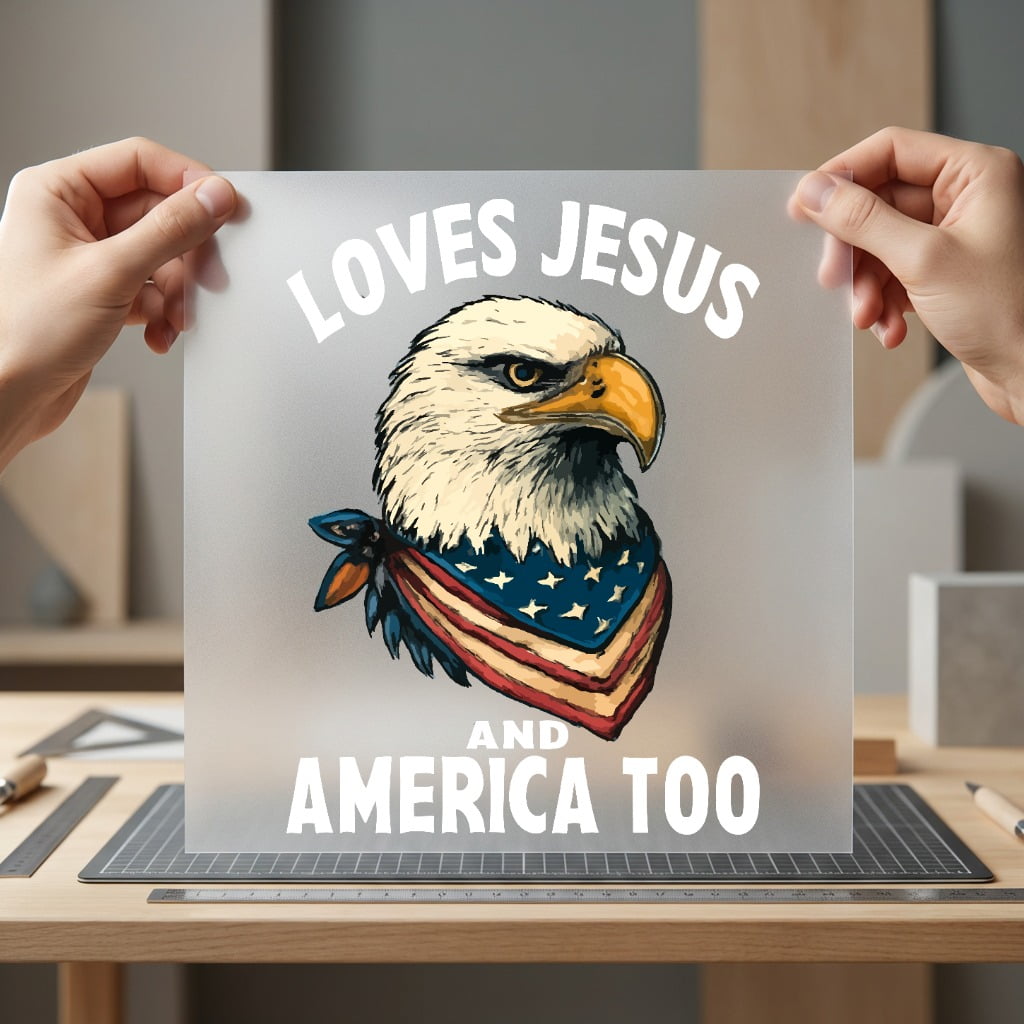 American Eagle Loves Jesus 4th Of July Christian Ready to Press DTF Transfer for Dtf