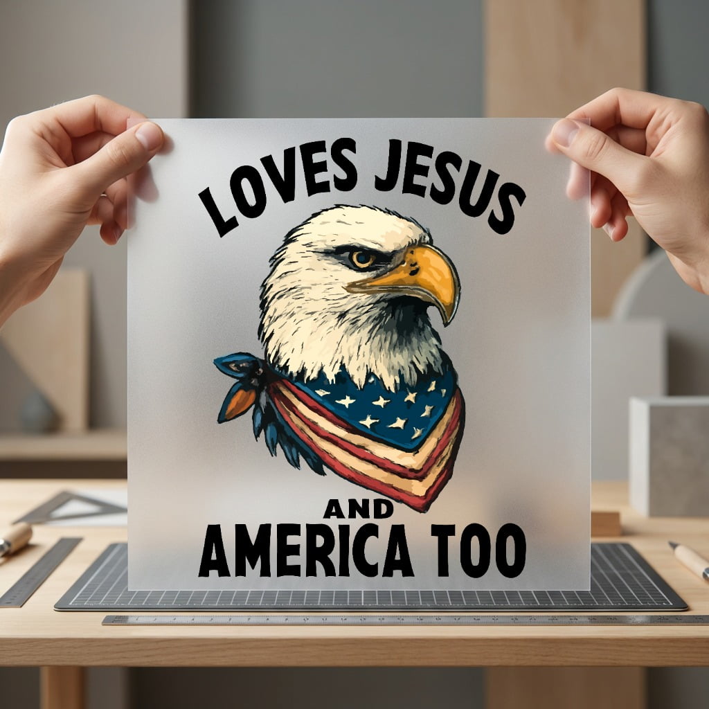 American Eagle Loves Jesus 4th Of July Christian Ready to Press DTF Transfer for Dtf