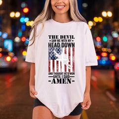 American Flag Cross Rifle Christian Faith Ready to Press DTF Transfer for Dtf