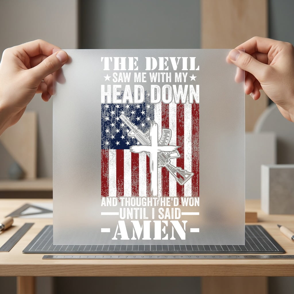 American Flag Cross Rifle Christian Faith Ready to Press DTF Transfer for Dtf
