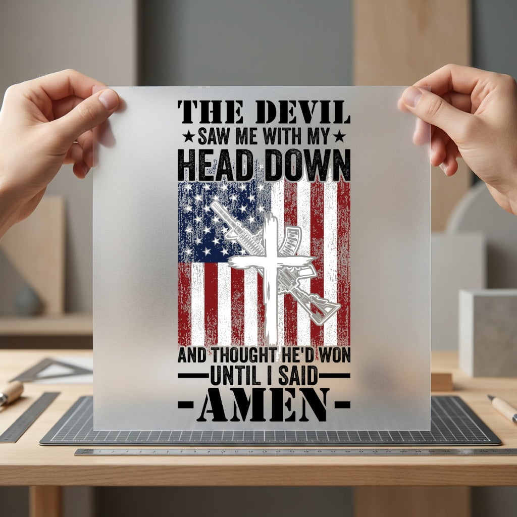 American Flag Cross Rifle Christian Faith Ready to Press DTF Transfer for Dtf