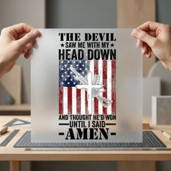 American Flag Cross Rifle Christian Faith Ready to Press DTF Transfer for Dtf