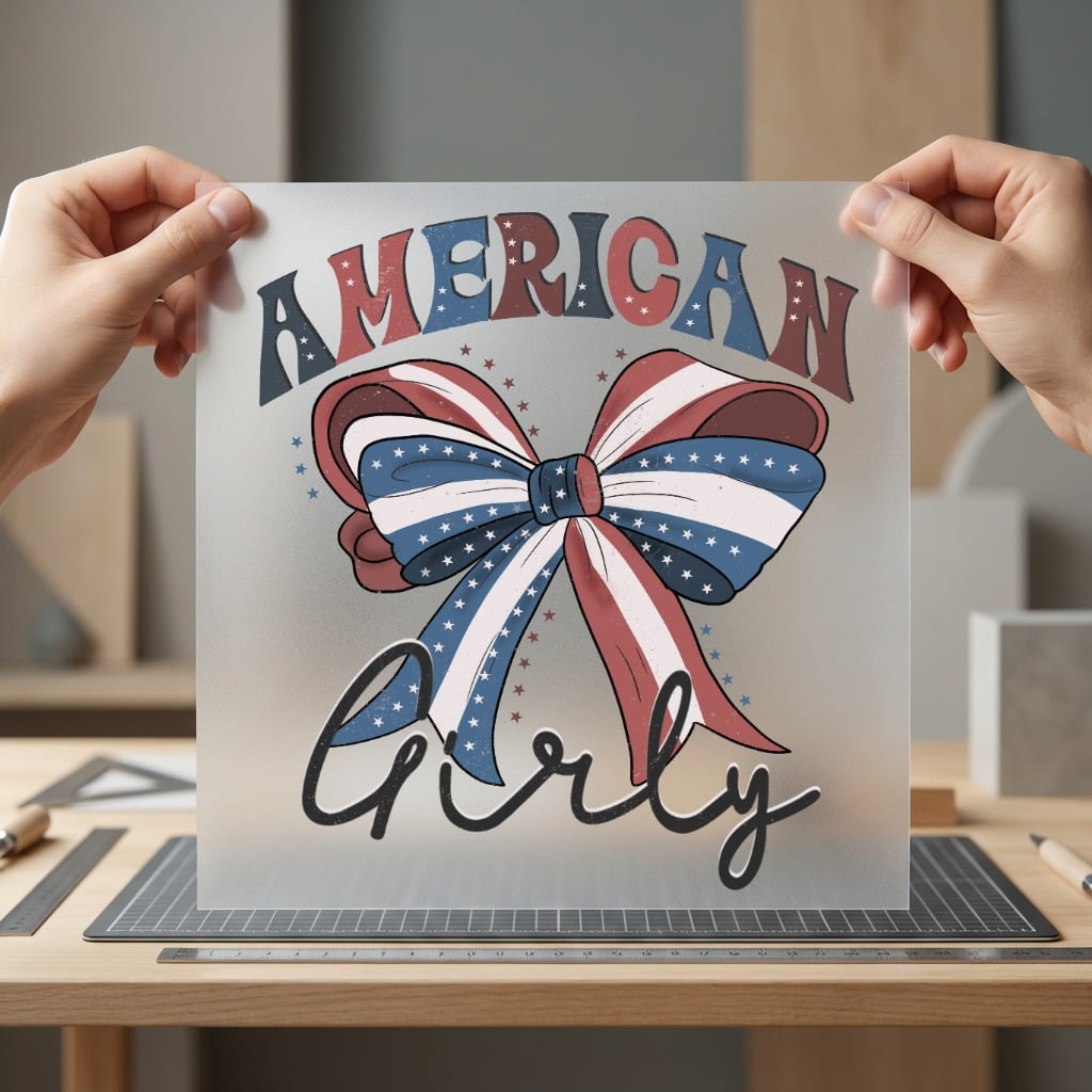 American Girly Bow Patriotic 4th Of July Patriotic Ready to Press DTF Transfer for Dtf