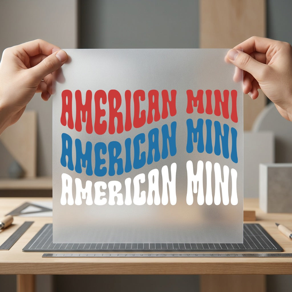 American Mini Retro Wavy 4th Of July Patriotic Ready to Press DTF Transfer for Dtf