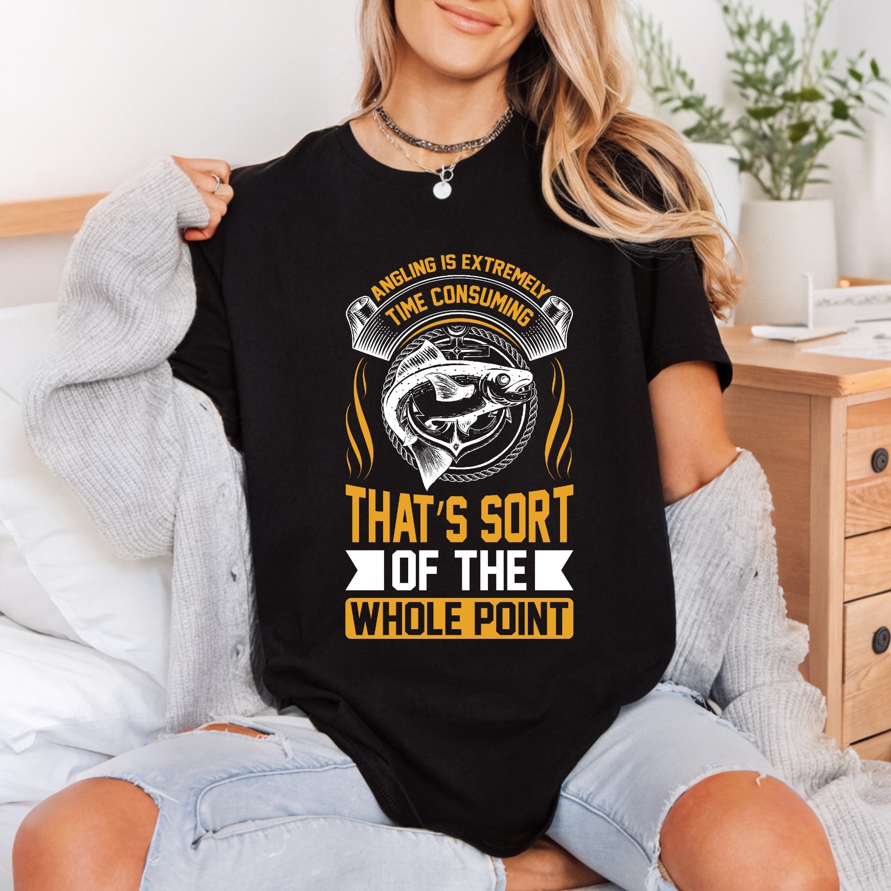 Angling Time Consuming Fishing Dad Grandpa Ready to Press DTF Transfer for Dtf
