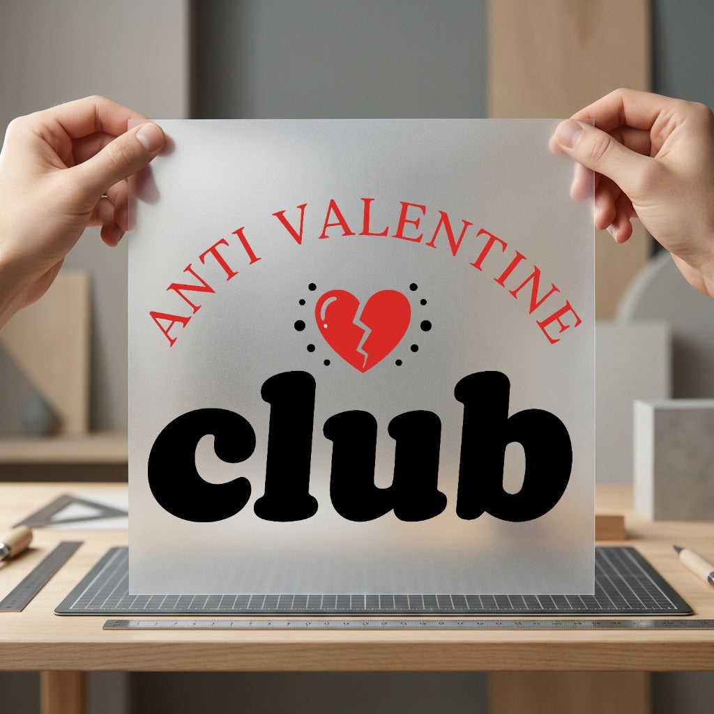 Anti Valentine Club Retro Valentine Funny Ready to Press DTF Transfer for Dtf