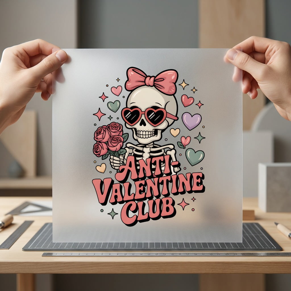 Anti Valentine Club Skeleton Halloween Valentine Ready to Press DTF Transfer for Dtf
