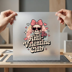 Anti Valentine Club Skeleton Valentine Funny Ready to Press DTF Transfer for Dtf