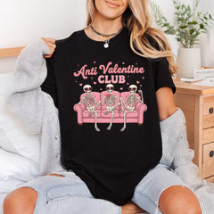 Anti Valentine Club Skeletons Halloween Valentine Ready to Press DTF Transfer for Dtf