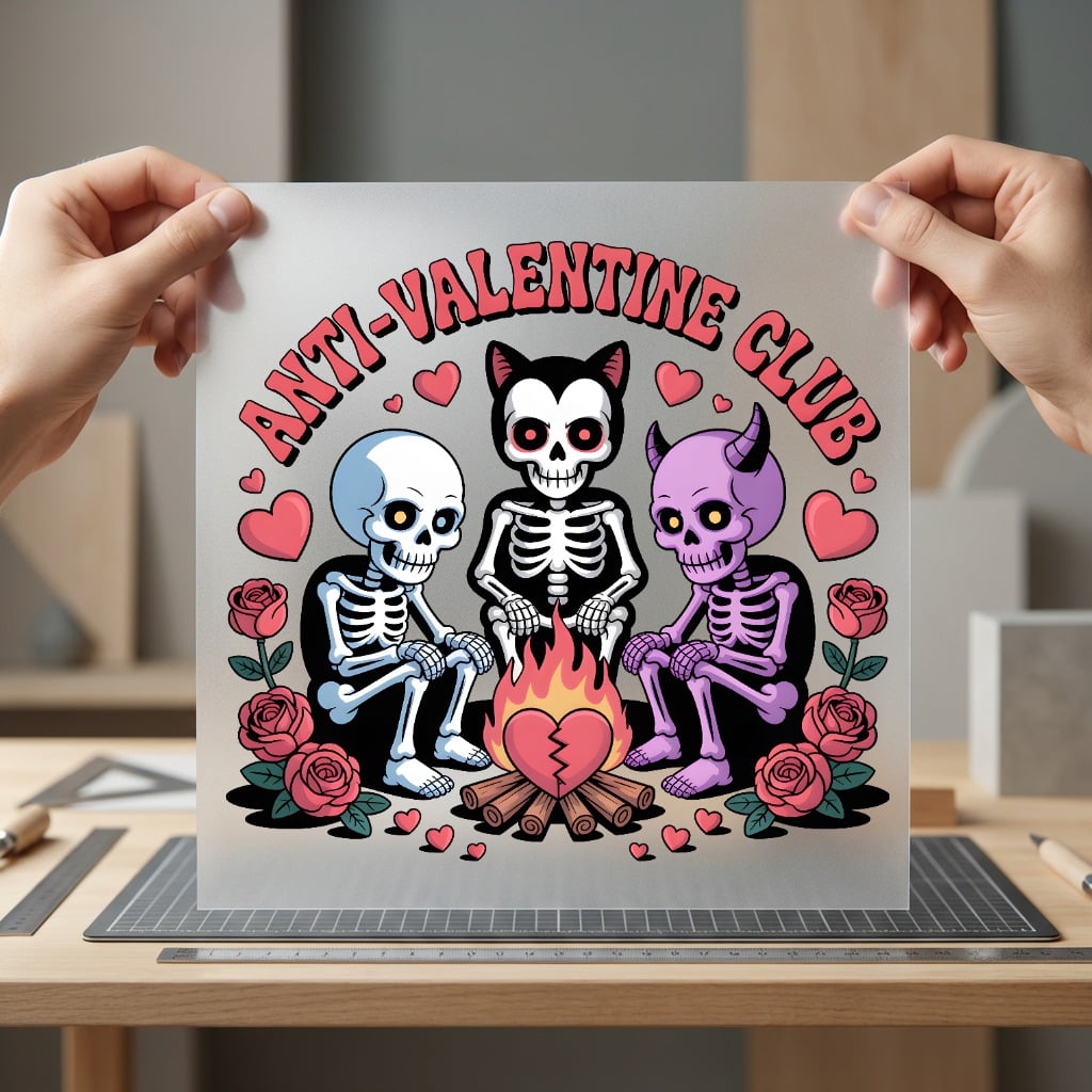 Anti-valentine Club Skeletons Spooky Halloween Valentine Ready to Press DTF Transfer for Dtf