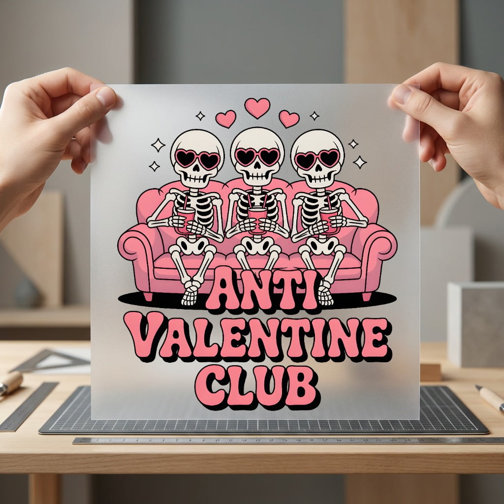 Anti Valentine Club Skeletons Valentine Funny Ready to Press DTF Transfer for Dtf