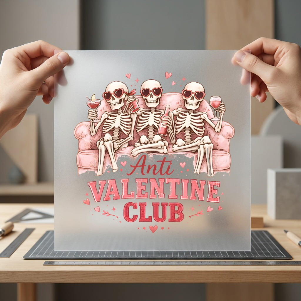 Anti Valentine Club Skeletons Valentine Funny Ready to Press DTF Transfer for Dtf