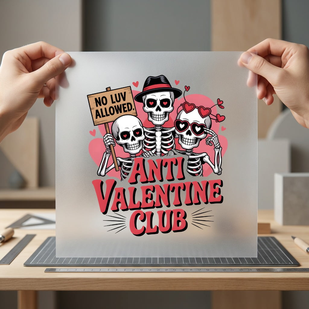 Anti Valentine Club Skeletons Valentine Funny Ready to Press DTF Transfer for Dtf