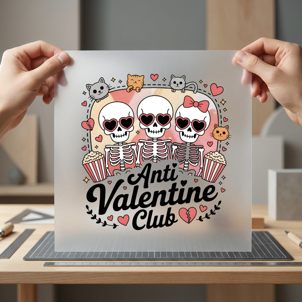 Anti Valentine Club Skeletons Valentine Retro Ready to Press DTF Transfer for Dtf