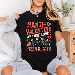 Anti-valentine Pizza Cats Skeletons Halloween Valentine Ready to Press DTF Transfer for Dtf