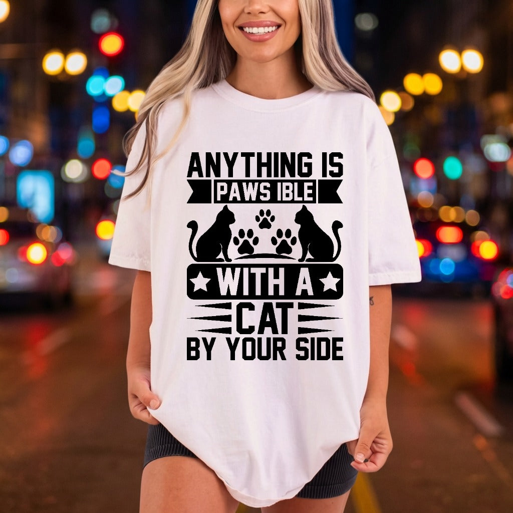 Anything Pawsible Cat Lover Mom Dad Ready to Press DTF Transfer for Dtf