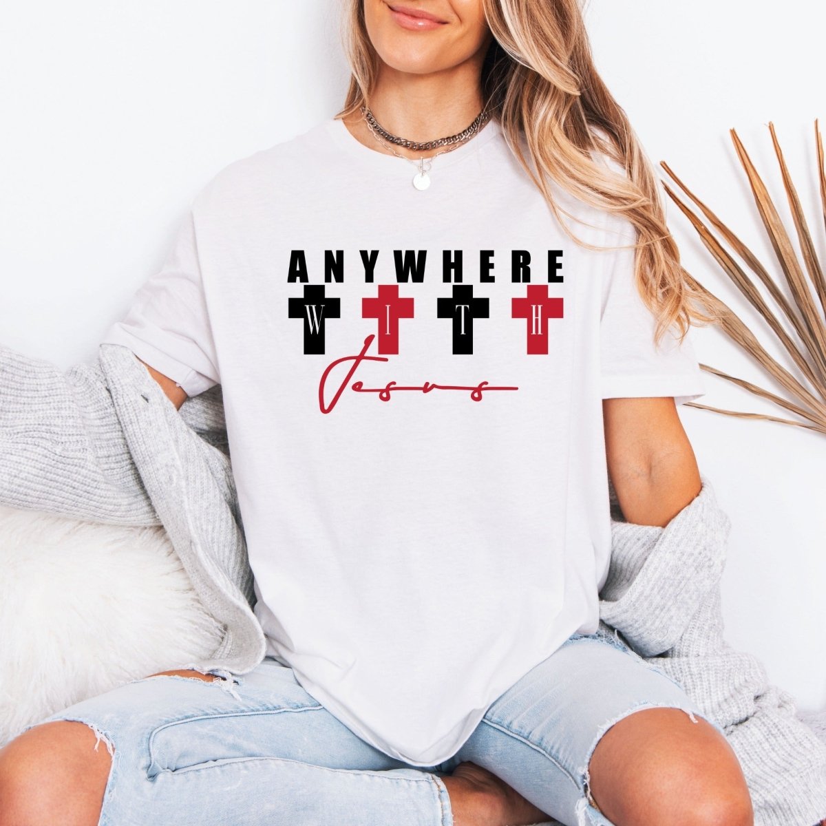 Anywhere With Jesus | Bold Faith Crosses Tee - Luckets.com
