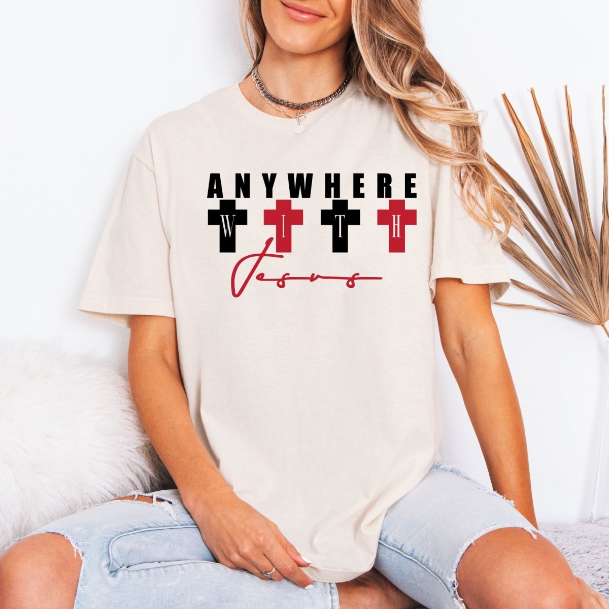 Anywhere With Jesus | Bold Faith Crosses Tee - Luckets.com