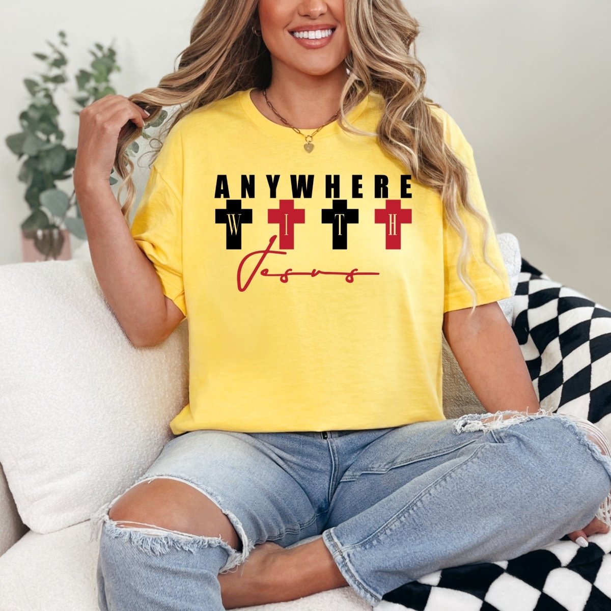 Anywhere With Jesus | Bold Faith Crosses Tee - Luckets.com