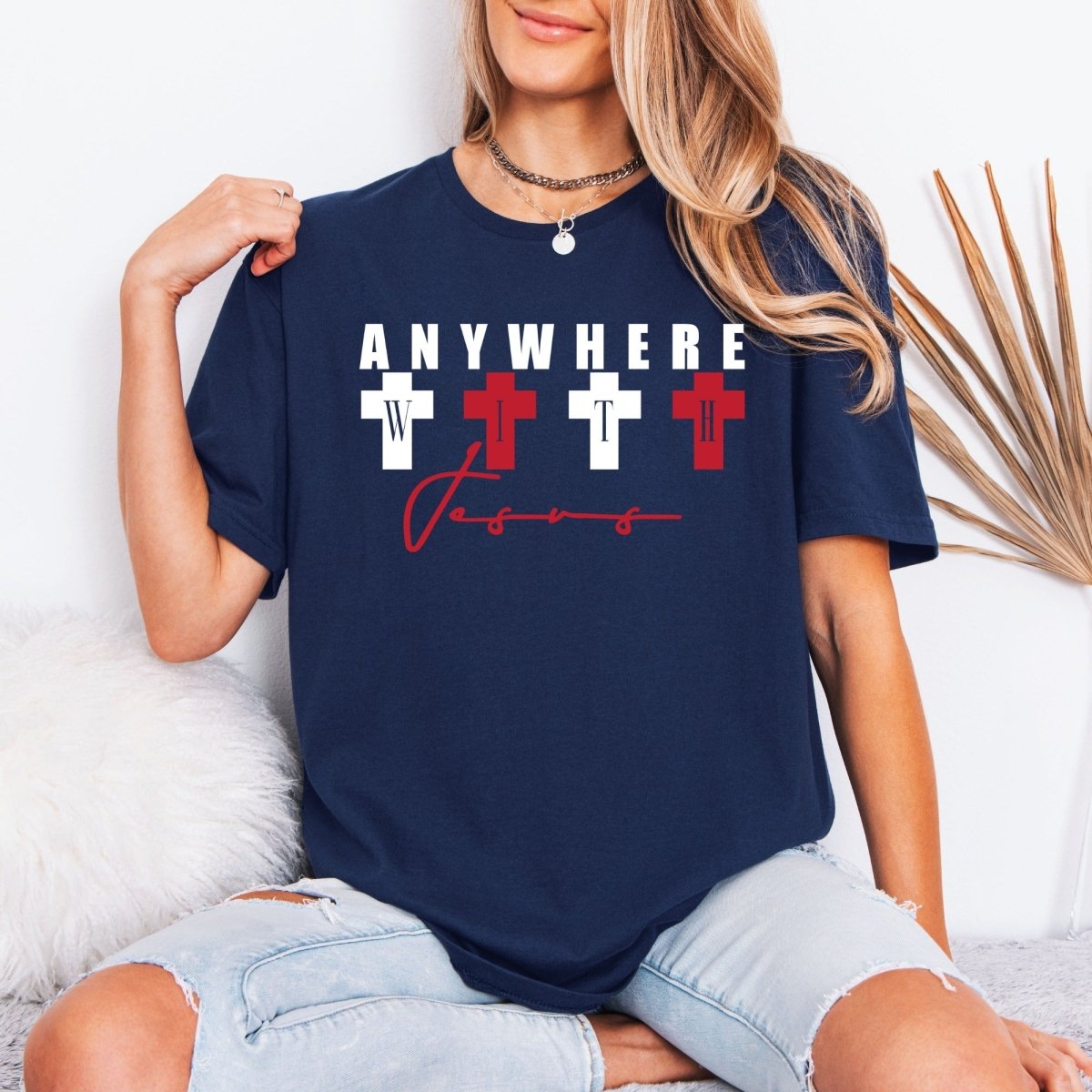 Anywhere With Jesus | Bold Faith Crosses Tee - Luckets.com