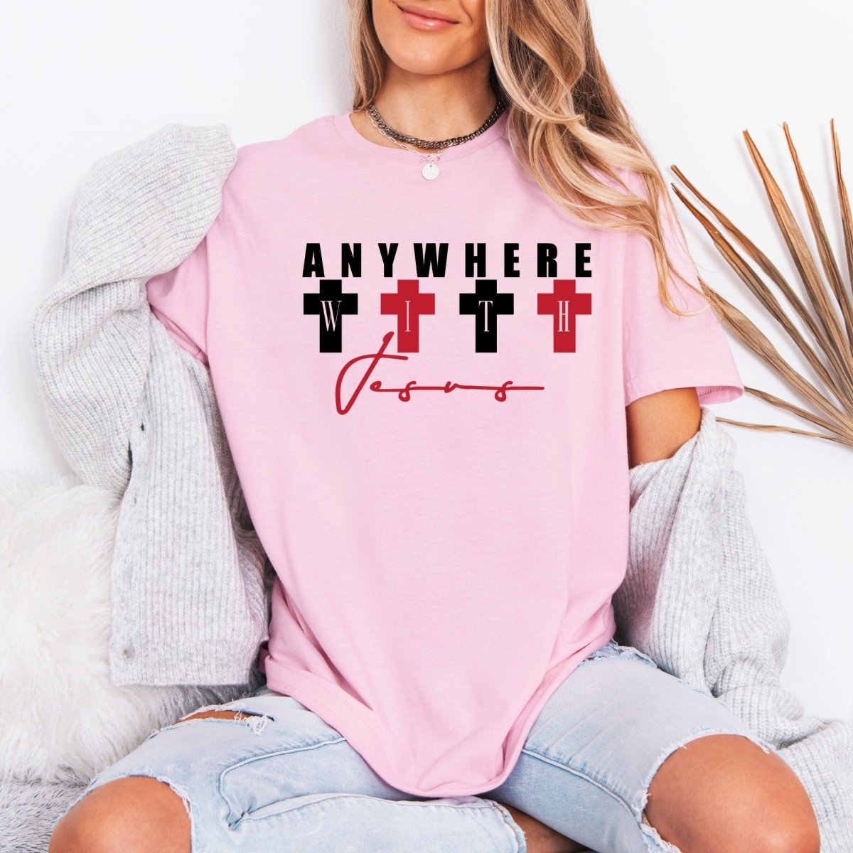 Anywhere With Jesus | Bold Faith Crosses Tee - Luckets.com