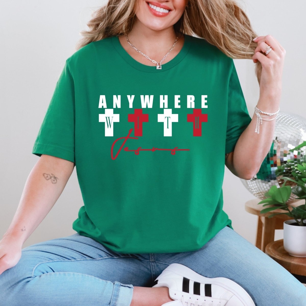 Anywhere With Jesus | Bold Faith Crosses Tee - Luckets.com