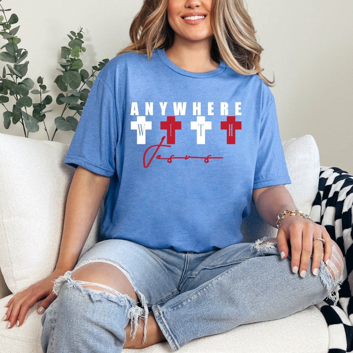 Anywhere With Jesus | Bold Faith Crosses Tee - Luckets.com