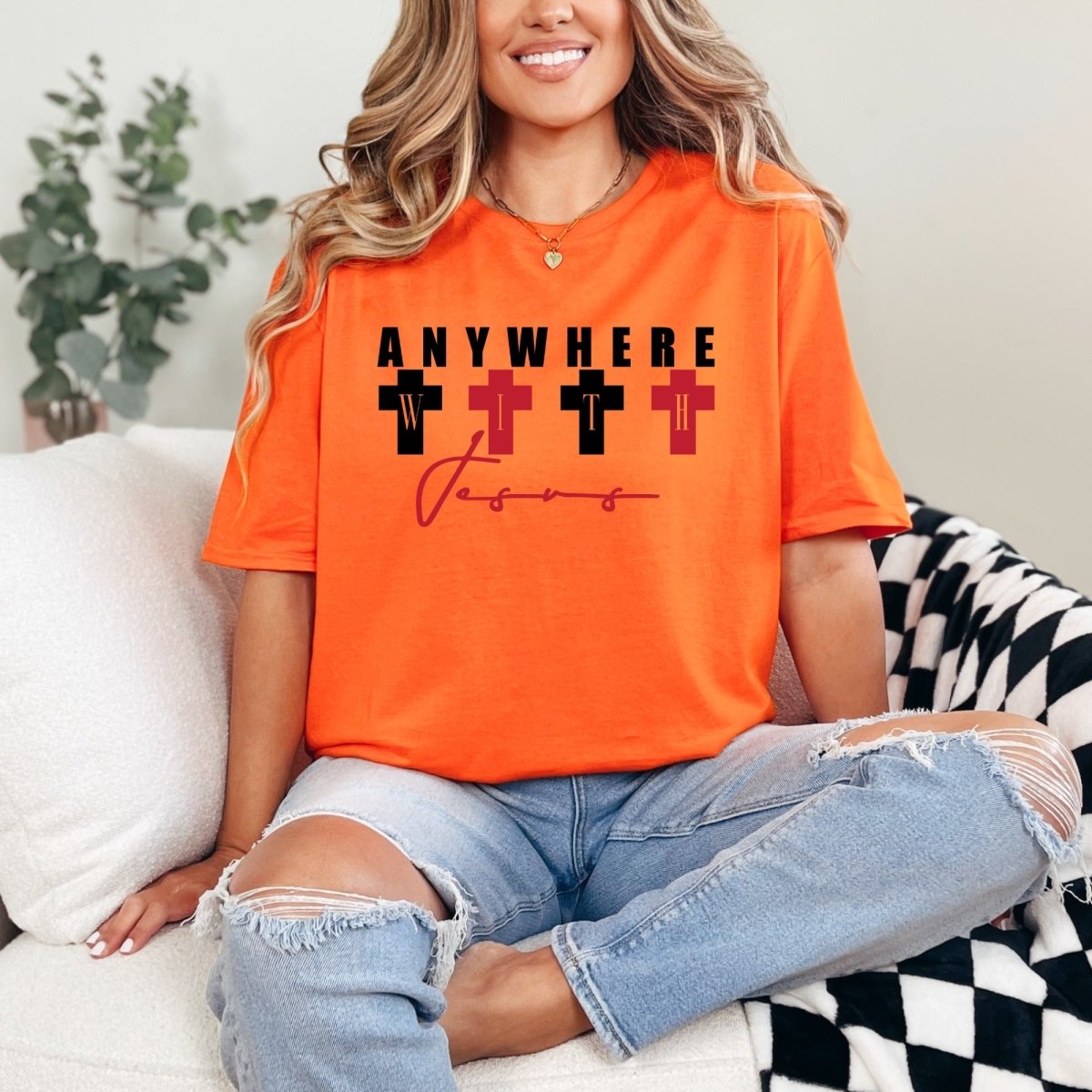 Anywhere With Jesus | Bold Faith Crosses Tee - Luckets.com
