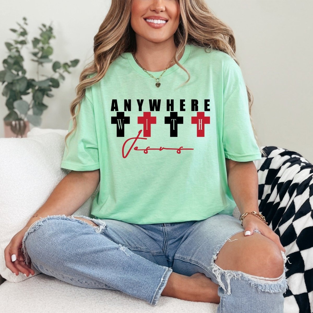 Anywhere With Jesus | Bold Faith Crosses Tee - Luckets.com