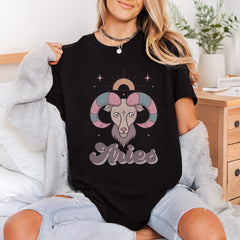 Aries Zodiac Ram Retro Vintage Retro Ready to Press DTF Transfer for Dtf