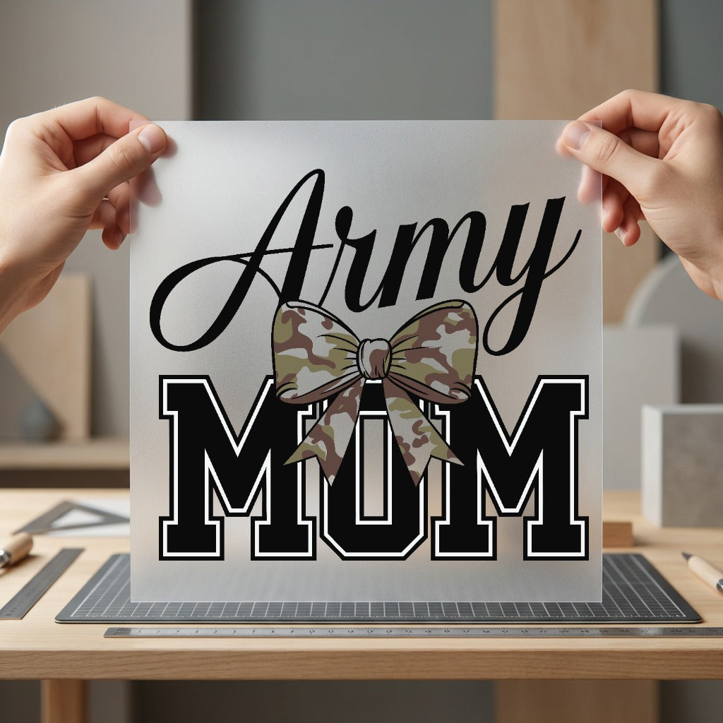 Army Mom Camo Bow Usa Freedom Ready to Press DTF Transfer for Dtf