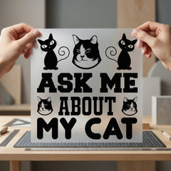Ask About Cat Pet Mom Dad Ready to Press DTF Transfer for Dtf
