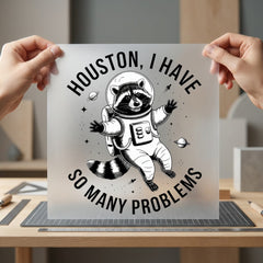 Astronaut Raccoon Houston Have Funny Pet Ready to Press DTF Transfer for Dtf