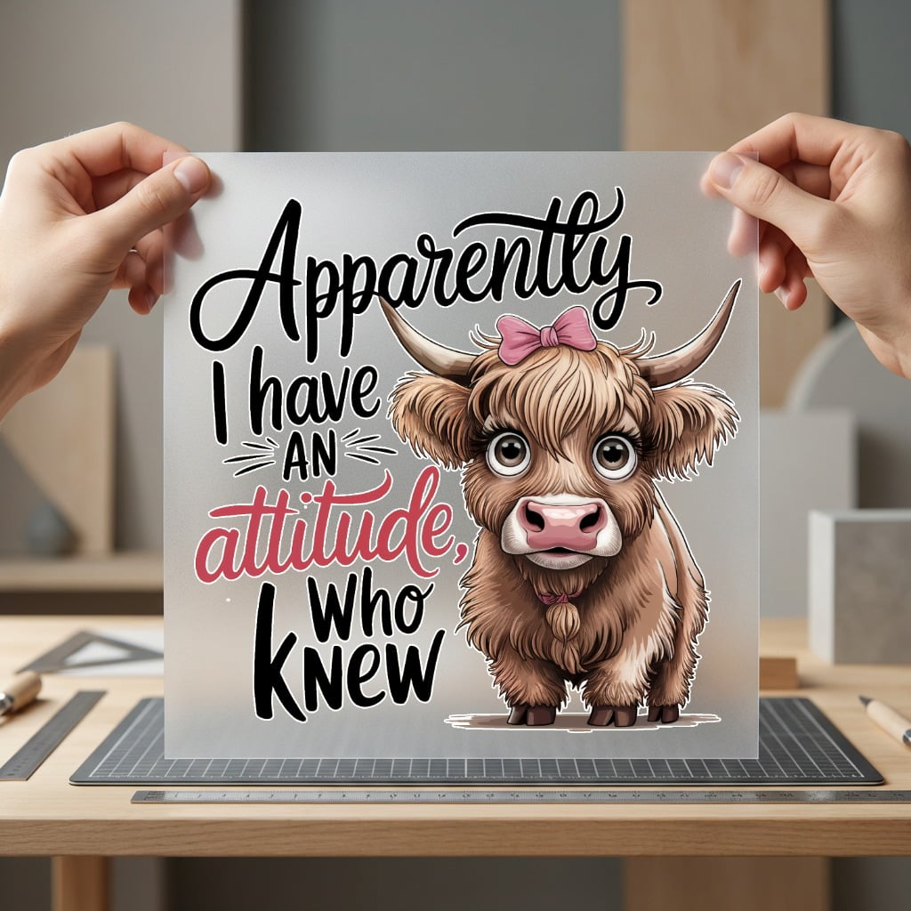 Attitude Highland Cow Cartoon Funny Pet Ready to Press DTF Transfer for Dtf