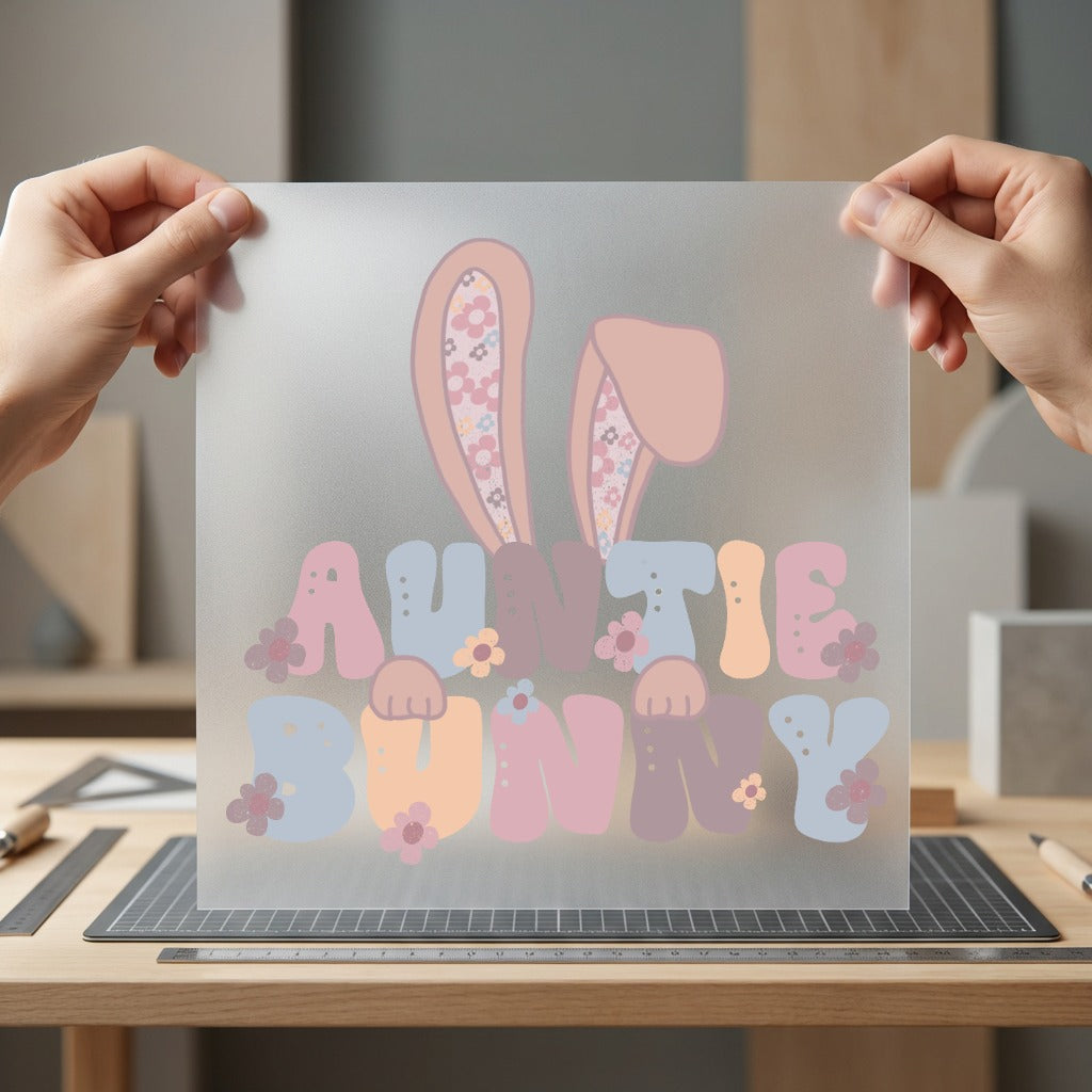 Auntie Bunny Floral Retro Easter Retro Ready to Press DTF Transfer for Dtf