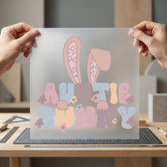 Auntie Bunny Floral Retro Easter Retro Ready to Press DTF Transfer for Dtf
