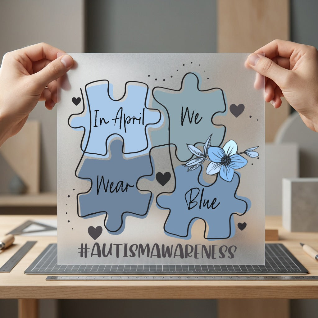 Autism Awareness Blue Puzzle Faith Mom Ready to Press DTF Transfer for Dtf