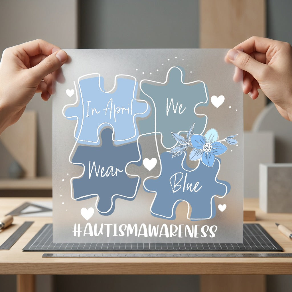 Autism Awareness Blue Puzzle Faith Mom Ready to Press DTF Transfer for Dtf