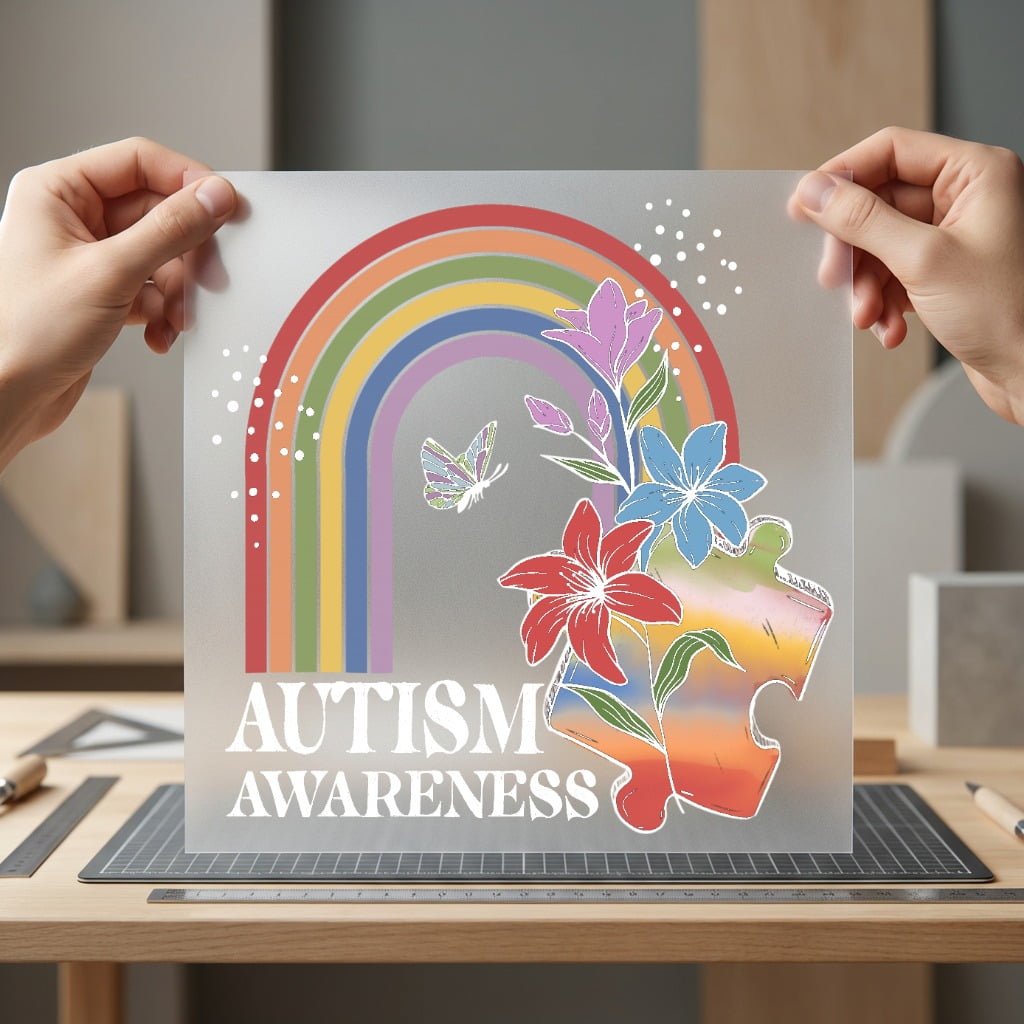 Autism Awareness Butterfly Rainbow Mom Dad Ready to Press DTF Transfer for Dtf