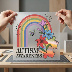 Autism Awareness Butterfly Rainbow Mom Dad Ready to Press DTF Transfer for Dtf