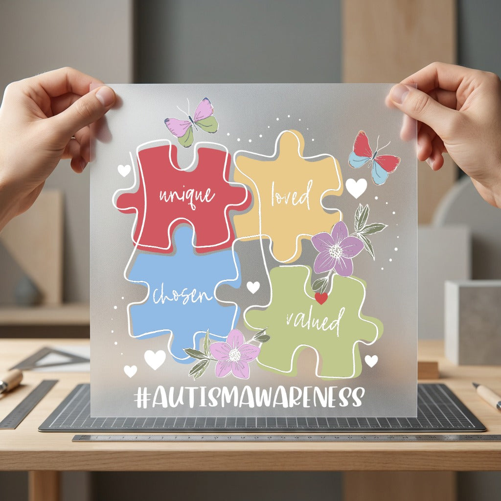 Autism Awareness Puzzle Inspiring Mom Dad Ready to Press DTF Transfer for Dtf