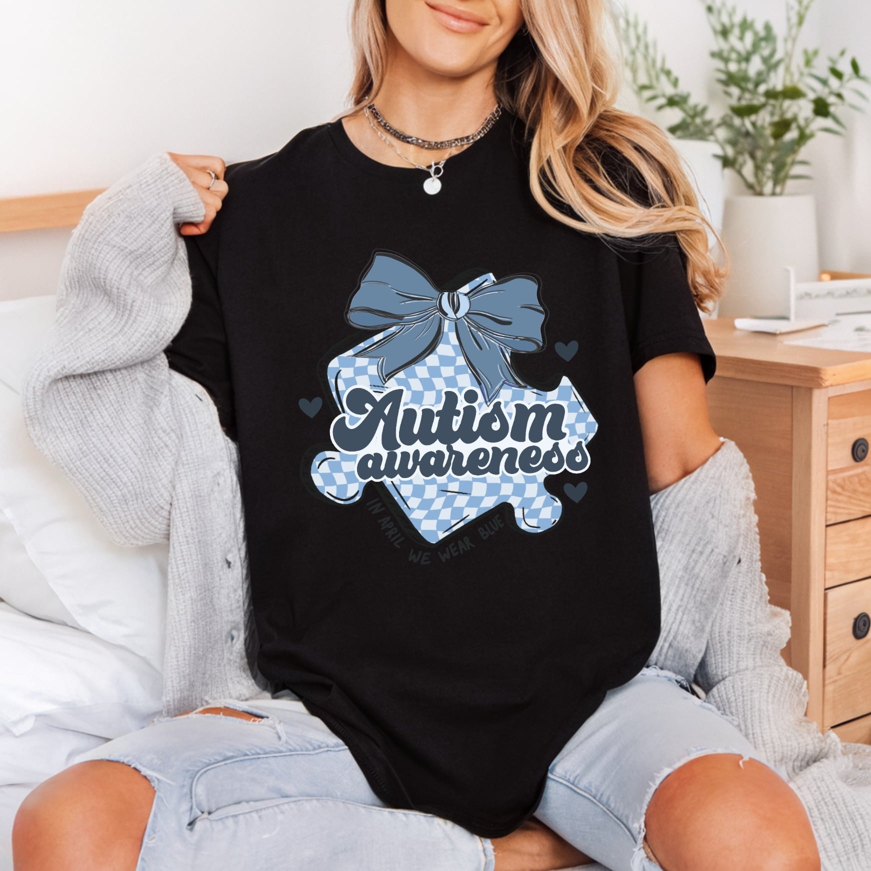 Autism Awareness Puzzle Retro Mom Dad Ready to Press DTF Transfer for Dtf