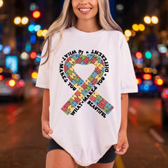 Autism Awareness Puzzle Ribbon Mom Dad Ready to Press DTF Transfer for Dtf